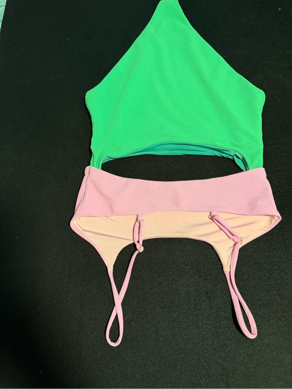 Beach Riot Green and Pink Ribbed Bikini Set